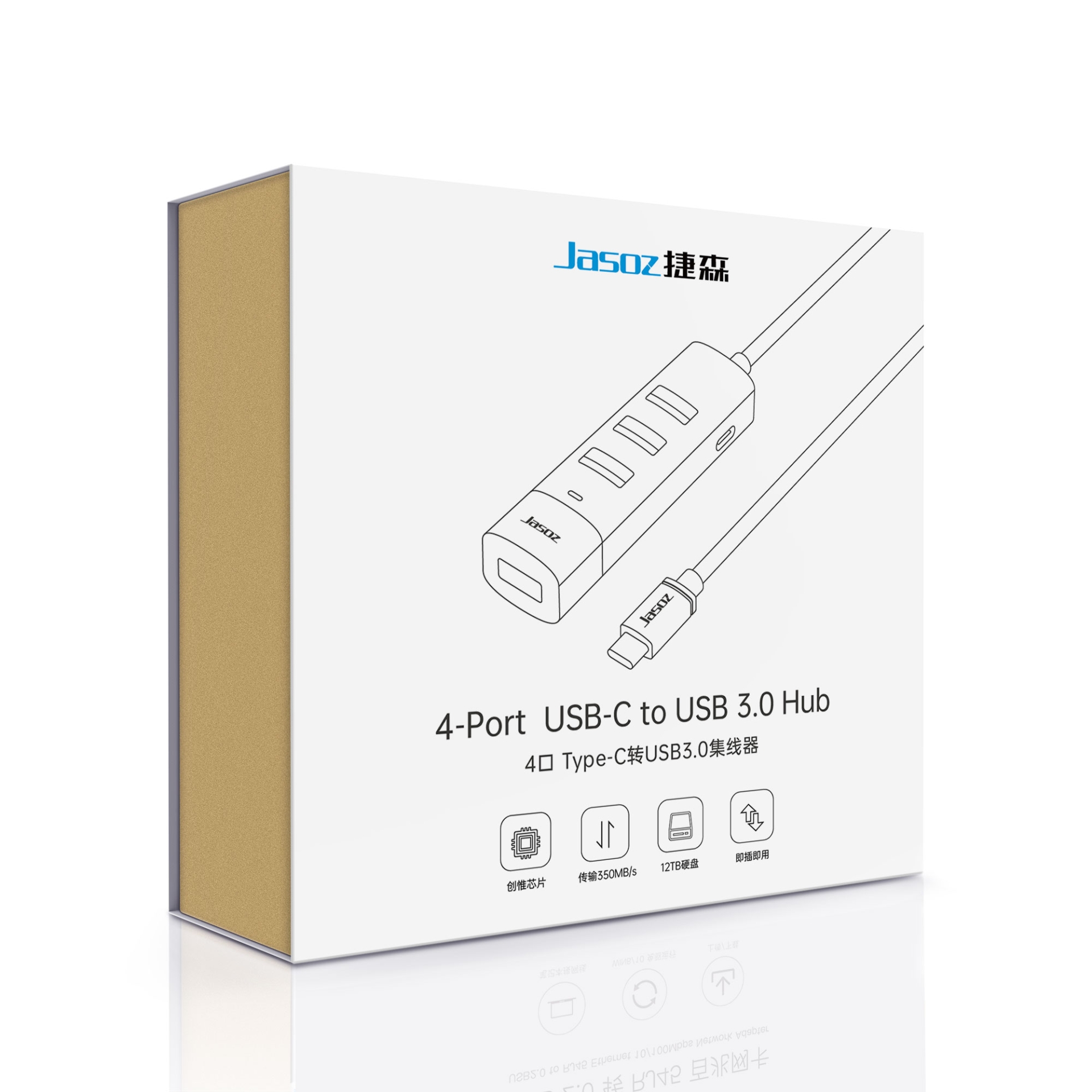HUB USB3.0 4 cổng đầu vào Type-C JASOZ F117