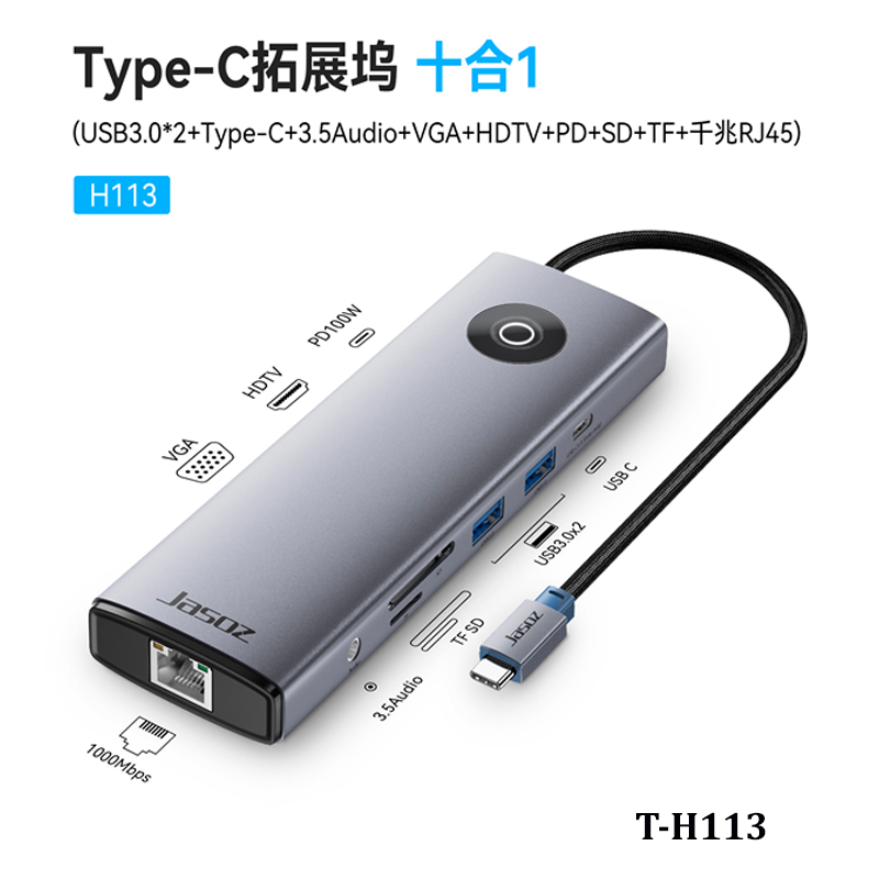 Bộ chuyển đổi Type-C 10 trong 1 JASOZ H113
