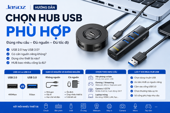 Hướng dẫn chọn HUB USB phù hợp – Đừng mua sai rồi thiếu nguồn hoặc chậm tốc độ