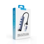Card mạng Gigabit cổng USB-A kết hợp USB-C + HUB 3 cổng USB 3.0 JASOZ
